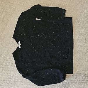 Black Loft v-neck sweater with sequins, size medium